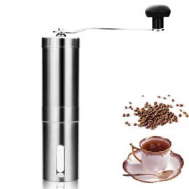 Manual Coffee Grinder Conical Ceramic Burr Mill Portable Stainless Steel Hand Burr Coffee Bean Grinder Adjustable Grinding for Drip Coffee French Press Turkish Brew Home Travel Office