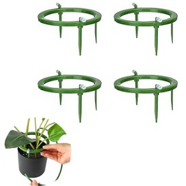 Lyfengdeam 4 Set Water Ring Drip Emitter - 3-Leg Support with Built-in 1/8 Inch Barbed Inlet Fitting and 3 Removable Stakes for Grow Media Irrigation System - Green, Ideal for Rain Watering Plants