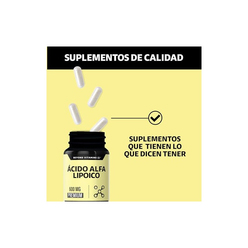 Beyond Vitamins Ácido Alfa Lipóico Ala 600mg Por Cápsula Potenciado