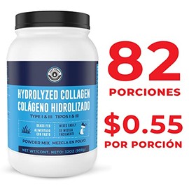 Colágeno Hidrolizado Puro en Polvo 908 g | Péptidos de Colágeno Tipo I & III | Suplemento Alimenticio sin Sabor y sin Azúcar | Para Piel, Cabello, Uñas y Articulaciones | 82 Porciones