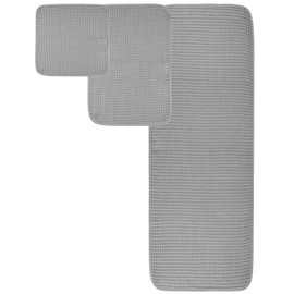 POLYTE Oversize, 60 x 30 in., Quick Dry Lint Free Microfiber Bath Towel Set, 6 Piece (Light Gray, Waffle Weave)