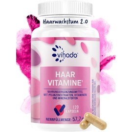 Vihado Hair Vitamins 2.0 for Hair Growth and Healthy Hair + Scalp with Biotin High Dose, 14 Active Ingredients All in One, 120 Capsules