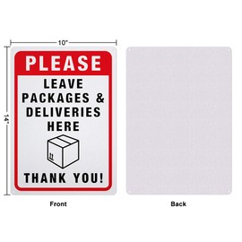 GLOBLELAND Please Leave Packages and Deliveries Here Sign, 14x10 inches 40 Mil Aluminum Caution Signs Indoor or Outdoor Use for Home or Business, Reflective UV Protected, Waterproof