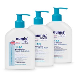 numis med Wash Lotion pH 5.5 Pack of 3 Skin Soothing Body Lotion for Very Sensitive & Sensitive Skin - Vegan Skin Care Lotion without Silicones, Parabens & Mineral Oil - Body Lotion (3 x 200 ml)