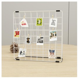 BEKMLOD Photo Display Rack, Note Display Rack, Double-Sided Photo Metal Rack, Suitable for Use As a Home Desk Photo Organizer, with 20 Wooden Clips, White