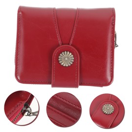 PACKOVE Stylish Women Oil Wax Leather Coin Purse Floral Patchwork Compact Wallet for Travel Small Ladies Wallet