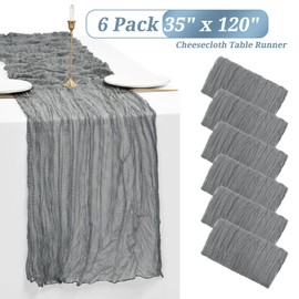 6 Pack Grey Cheesecloth Table Runner Gauze Table Runner 10FT Long Semi-Sheer Table Runner Boho or Rustic Wedding Table Decor for Wedding Decor Arch Draping Bridal Shower Holiday Party