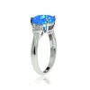 Sterling Silver Created Blue Opal and Cushion-Cut Ring, Size 7