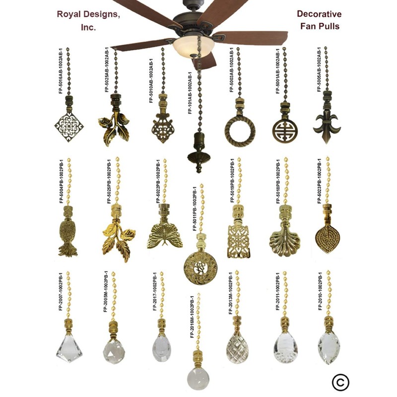 Royal Designs Celling Fan Pull Chain Extension with Leaf Designed