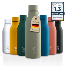 NAQULA® Water Bottle Stainless Steel 500 ml BPA Free Leak-Proof and Stylish Thermos Flask Top Model Thermal Water Bottle Suitable for Office, Sports, School. Grey (Stone Grey)