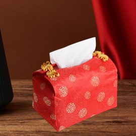 Fenteer Cosmetic Storage Box Food Storage Box Compact Design Festive Atmosphere Unique Multi Functional Tissue Box Cover for Travel, Red