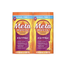 Metamucil Psyllium 4in1 Fiber Sugar-Free Powder, Orange, 26.6 oz., 2 pk.