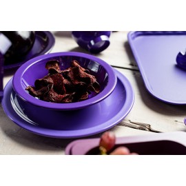 Harfield 3 Piece Tableware Set Dining Plates & Bowl Virtually Unbreakable Reusable Polycarbonate (Purple)