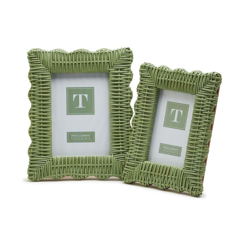 Generic Two's Company Green Wicker Weave Set of 2 Photo