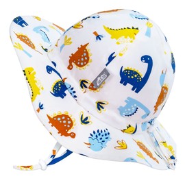 Jan & Jul 50+ UPF Adjustable Toddler Boy Sun-Hat with Strap 100% Cotton (L: 2-5 Years, Dino Kids)