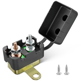 RED WOLF (30A 1PC) DC 12V-24V Automatic Reset Circuit Breaker #10-32 Stud Bolt Type Circuit Breaker with Metal Fuse Housing Pre-Trimmed Cover Reusable for Boat Marine Trolling Motor RV Battery System