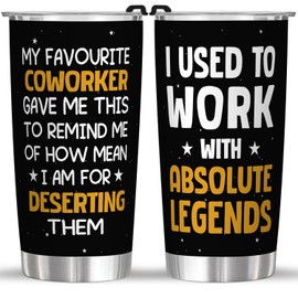 FROOBLEQUIRK Coworker Leaving Gifts 20 0Z Tumbler, Going Away Gift For Coworker Leaving For New Job - Funny Goodbye Gifts For Coworkers, Colleagues, Boss, Employee, Men, Women, Friends