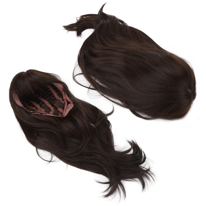 Women Synthetic Wig Long Straight Black Wigs Elastic Hair Wig