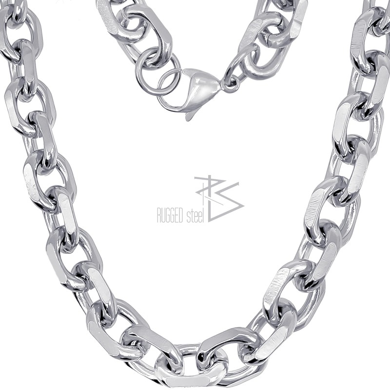 RUGGED STEEL Stainless Steel Necklace 11 mm Wide Solid Anchor