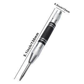 haierdidi Pack of 2 Automatic Centre Punch, Metal Automatic Centre Punch Tool, Automatic Window Breaker, Positioner for Metal, Steel, Wood, Glass, Non-Slip Handle with 2 Replacement Tips