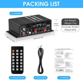 Mini Bluetooth 5.0 Digital Amplifier - Stereo Home and Car Amplifier with USB Music Player
