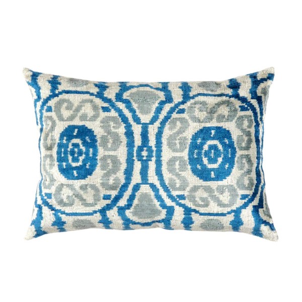 Pasargad Home IK30 Silk Velvet Ikat Pillow 16'' X 24''