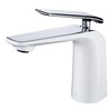 TOCALOCA White and Polished Chrome Bathroom Sink Faucet Single Handle