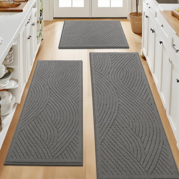 SHACOS Kitchen Rugs Sets of 3 Non Slip Washable Polypropylene