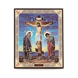 NKlaus Crucifixion of Christ Wooden Icon 10 x 12 cm Christian Orthodox Blessing 13916