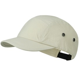 CLAPE 5 Panel Cap Short Brim Baseball Cap Baseball Cap Short Peak Men Women Running Sports Cap Breathable Adjustable, BSSD2547-Beige, Unit size