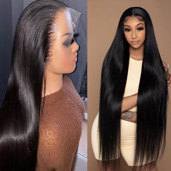 Bele 33x10 cm Transparent Lace Front Wig 180% Density Human Hair Straight HD Deep Part Lace Front Wig Preplucked with Baby Hair 26 Inch