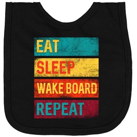 inktastic Wakeboarding Eat Sleep Wakeboard Repeat Newborn Bib Black 3468a