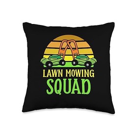 Lawn Care Gardening Lawn Mowing Landscaper Squad Mower Grass Cut Lawn Mowing Throw Pillow, 16x16, Multicolor
