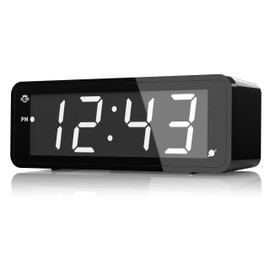 KWANWA Digital Alarm Clock with Large 1.8" LED Display, Battery Operated, 3-Level Adjustable Brightness, Loud Alarm with Snooze, 12/24H Format, Easy to Read for Bedroom, Seniors, Kids, Heavy Sleepers