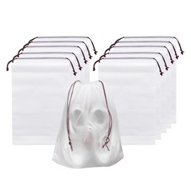 WishLotus 15 PCS Transparent Shoe Bag, Portable Waterproof Drawstring Bags for Travelling Kitchen Bedroom Storage (10, Clear, 15.8 x 11.86 in)