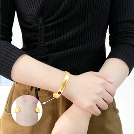 Uloveido Blood Thinner Bracelets Gold Plated Stainless Steel Medical Alert Medical ID Open Cuff Bangle Bracelet for Women Y3021