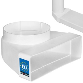 KOTARBAU® Deflection Piece 90° for Ventilation Duct 204 x 60 mm Plastic Transition Piece Diameter 125 mm White Duct Connector Duct Elbow Exhaust Air Supply Air Duct Connector for Flat Duct Round