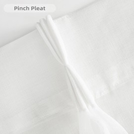 DriftAway 52 Inch Width Pinch Pleated White Sheer Kitchen Curtain Valances for Bedroom Living Room Bathroom Light Filtering Back Tab 16 Inch Length Short Window Topper 1 Panel