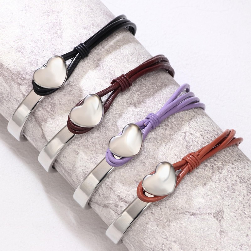 Leather Bracelets for Women Boho Jewelry Womens Bracelet Heart Braided