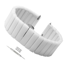 Nice Pies Quick Release Ceramic Watch Band 20mm 22mm Watch Strap Butterfly Buckle Wristbands for Women Men Black White (White 22mm)
