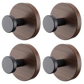 Set de 4 Ganchos para Toallas de Baño, Gancho Adhesivos para Abrigos, para Baño y Hogar. Perchero de Pared Sin Taladrar, ideal para Colgar Toallas, Llaves, Bolsos y Ropa. Color Nogal, Redondo