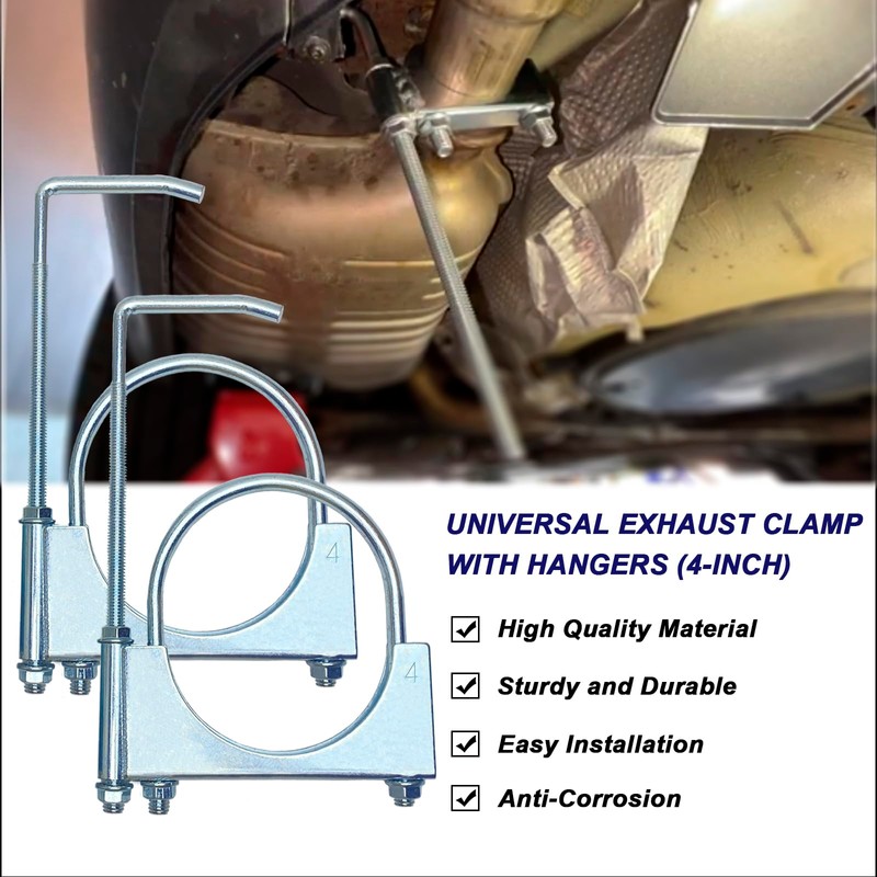 CAROTUPY 4" Exhaust Clamp With Hanger, Universal Pipe Muffler Hanger