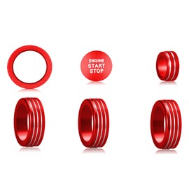 HDUFC for Toyota Tacoma 2024 2025 One Touch Start, Screen Center Console Button Knob Cover Ring Air Conditioner AC Switch Audio Aluminum Alloy Parts 6pcs (8-inch Screen, red)