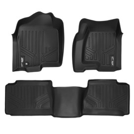 MAXLINER Floor Mats 2 Row Liner Set Black for 2001-2007 Silverado/Sierra 1500/2500/3500 Extended Cab Classic Body Style