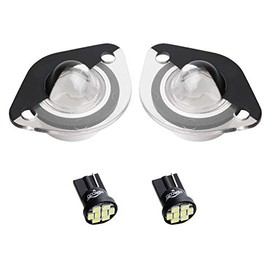 HERCOO LED License Plate Light Lamp Lens White Bulbs Black Housing Compatible with 1994 to 2004 Ford Mustang Pickup Truck Rear Step Bumper, Pack of 2