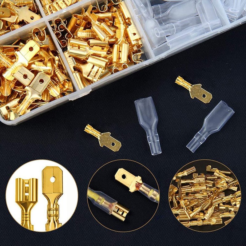 Flat Terminal Set 480 Pieces Gold Male / Female Set