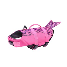 Dog Life Jacket,Cute Shark Dog Life Vest for Swimming Boating with High Buoyancy and Durable Rescue Handle,Adjustable Puppy Floating Swim Vest for Small Medium Large Dogs (Pink Mermaid, Small)