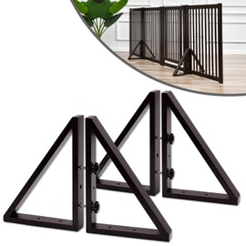 WELLAND Triangle Support Feet Set of 2 for 360 Degree Configurable Gate Collection, Solid Pine Wood, Easy to Install, 2 Pairs of Safety Fence Feet for Freestanding Pet Gates, Espresso (Only Feet)