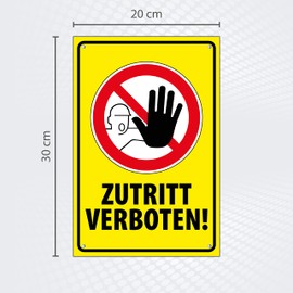 High Quality Sign with UV Protective Coating "ZUTRITT VERBOTEN" 300 x 200 mm Rectangular | No Access | No Access | No Entry Prohibited |