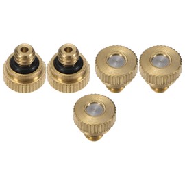 M METERXITY 5-Pack Brass Misting Nozzle, 0.004" 0.1mm Orifice 10/24 UNC O-Ring Replacement Mister Nozzles Plug Mister Heads for Garden Patio Outdoor Cooling System Low-Pressure Atomizing